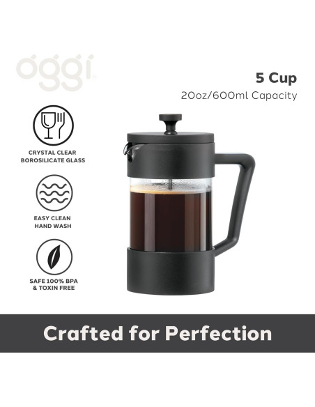 Prensa Francesa Oggi de Vidrio Borosilicato 5 Tazas - Cafetera Manual