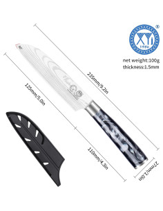 Cuchillo Santoku 12.7 cm XYJ de Acero Inoxidable con Mango Ergonómico 2