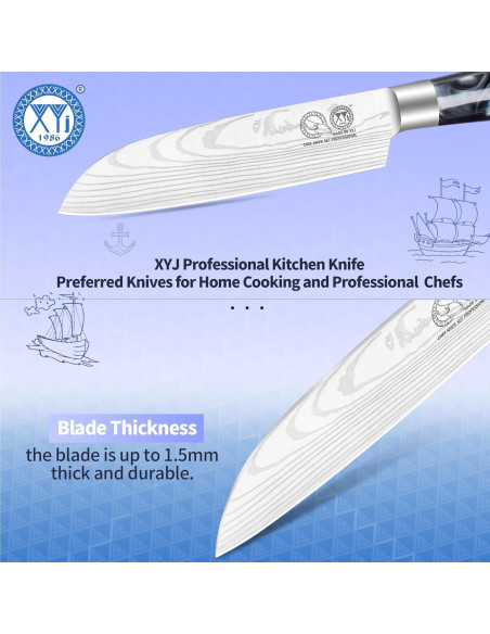 Cuchillo Santoku 12.7 cm XYJ de Acero Inoxidable con Mango Ergonómico