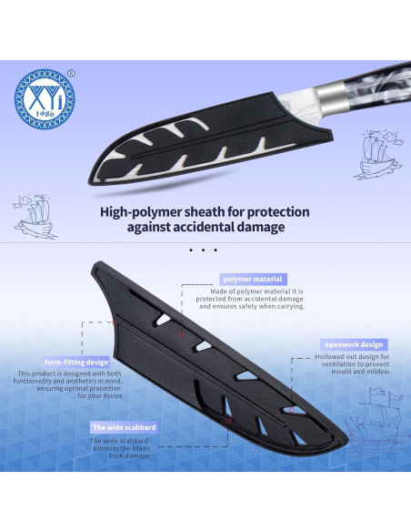 Cuchillo Santoku 12.7 cm XYJ de Acero Inoxidable con Mango Ergonómico