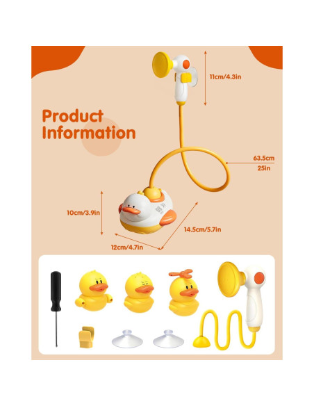 Juguete de Baño Duckie Humzo con 3 Patitos Rociadores