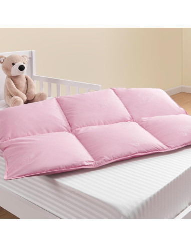 Edredón de Plumas de Ganso ZPECC Rosa 104x122 cm Hipoalergénico
