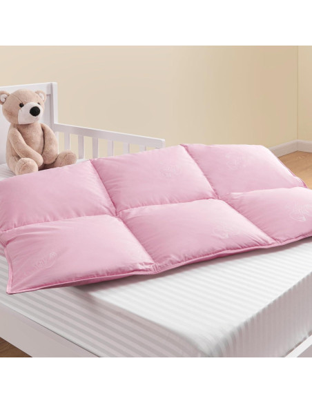 Edredón de Plumas de Ganso ZPECC Rosa 104x122 cm Hipoalergénico