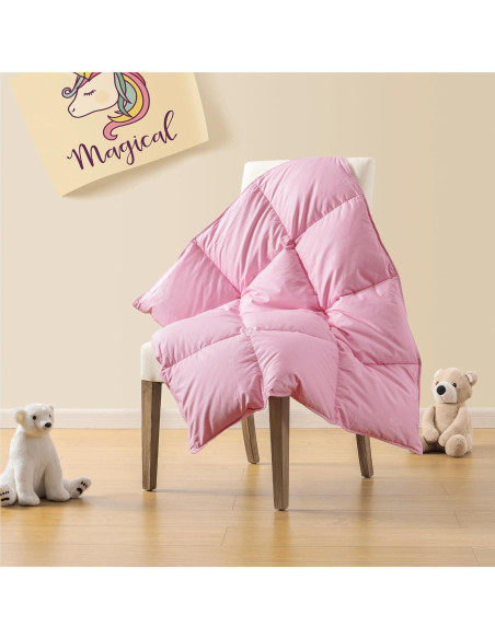 Edredón de Plumas de Ganso ZPECC Rosa 104x122 cm Hipoalergénico