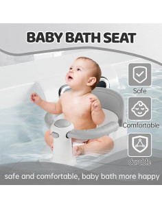 Asiento de Baño Plegable para Bebés Gris - Antideslizante 20.3x15.2 cm 2