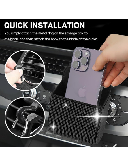 Organizador de Almacenamiento para Ventilación de Auto Hbxdeco Negro