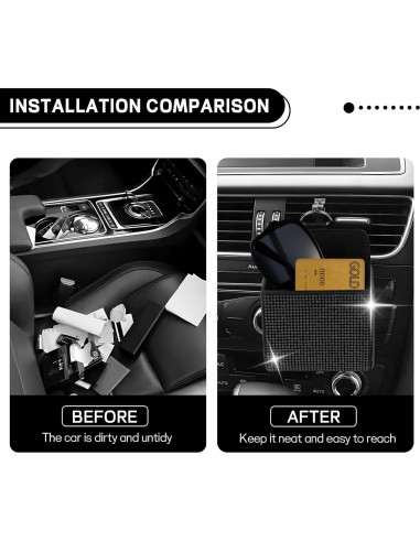 Organizador de Almacenamiento para Ventilación de Auto Hbxdeco Negro