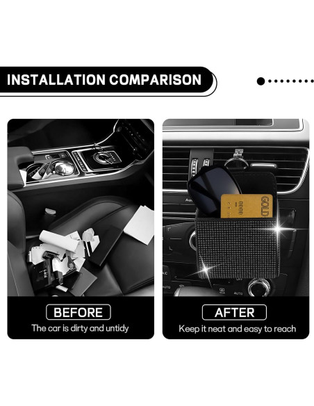 Organizador de Almacenamiento para Ventilación de Auto Hbxdeco Negro