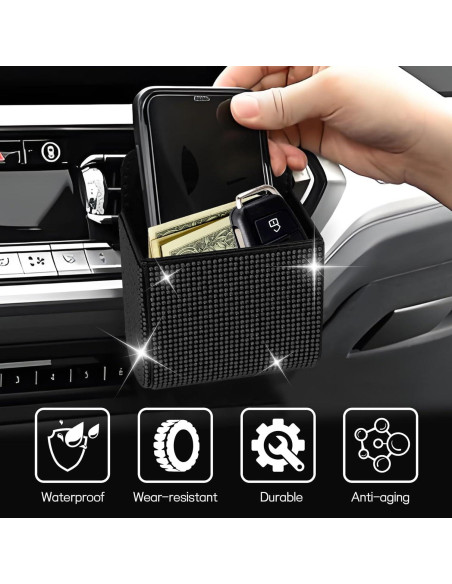 Organizador de Almacenamiento para Ventilación de Auto Hbxdeco Negro