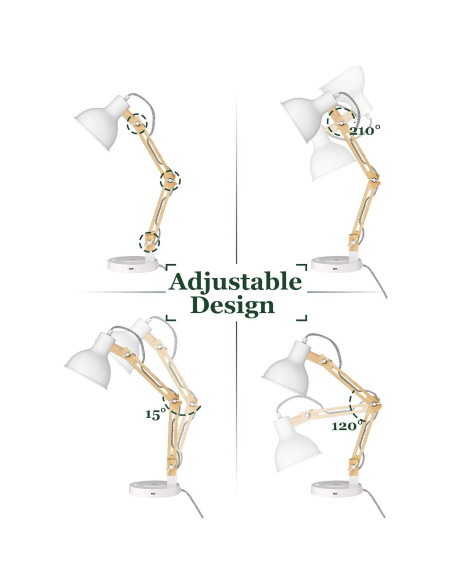 Lámpara de Escritorio ELYONA Blanca con Cargador Inalámbrico