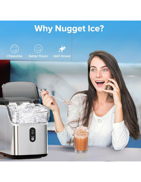 Fabricador de Hielo Nugget Electactic - 15.42 kg/día, Plata