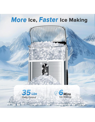 Fabricador de Hielo Nugget Electactic - 15.42 kg/día, Plata