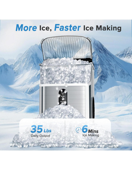 Fabricador de Hielo Nugget Electactic - 15.42 kg/día, Plata