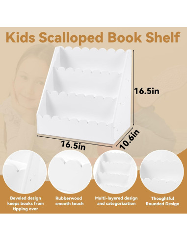 Estante de Libros BALAPET Blanco 3 Niveles para Niños 42x27 cm