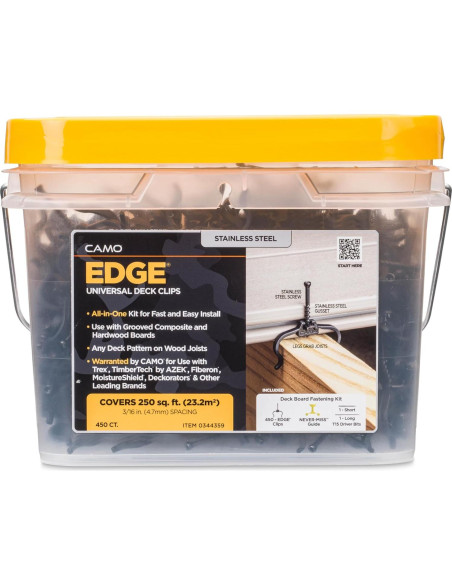 Clips Ocultos para Deck CAMO Edge 90 Unidades Acero Inoxidable