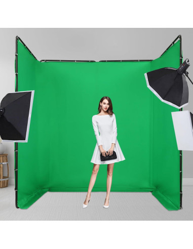 Fondo Verde Portátil 4x2.4m WellFyndX con Soporte Ajustable