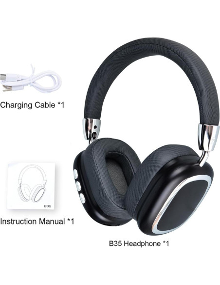 Auriculares Inalámbricos Shantou B35 HiFi Plegables Negro