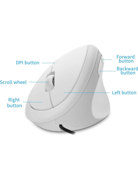 Ratón Vertical Ergonómico YOCUNKER M Blanco 6 Botones USB
