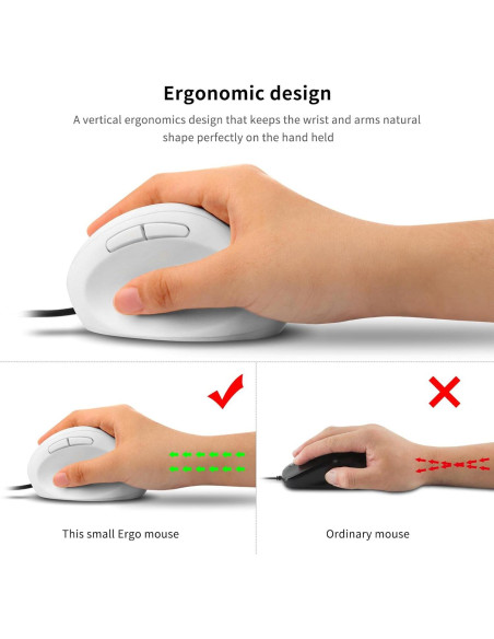 Ratón Vertical Ergonómico YOCUNKER M Blanco 6 Botones USB