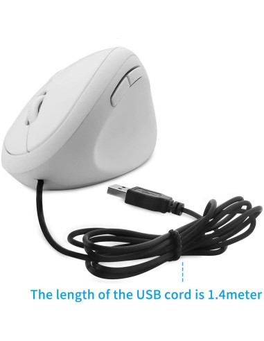 Ratón Vertical Ergonómico YOCUNKER M Blanco 6 Botones USB