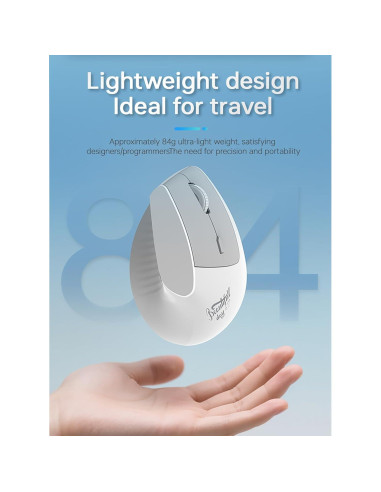 Ratón Inalámbrico Ergonómico Lomiluskr Blanco Recargable 2.4G/Bluetooth