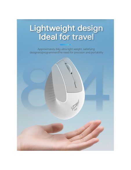 Ratón Inalámbrico Ergonómico Lomiluskr Blanco Recargable 2.4G/Bluetooth