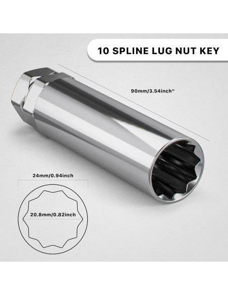 Adaptador de llave 10 splines White Knight 3800L10 23mm