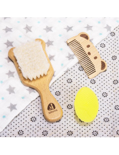 Juego de Cepillo y Peine para Bebés Laboos - Madera y Cerda Suave 2