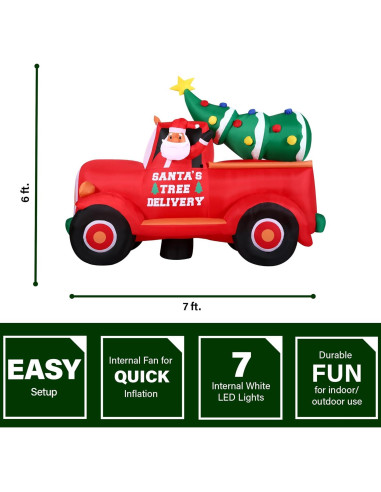Camión Pickup Inflable de Navidad 6 Pies Fraser Hill Farm