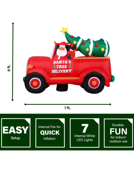 Camión Pickup Inflable de Navidad 6 Pies Fraser Hill Farm