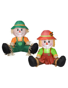 Decoración Inflable de Otoño Lulu Home, 2 Espantapájaros 1.01m con LED