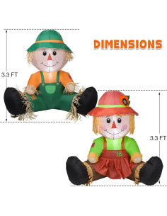 Decoración Inflable de Otoño Lulu Home, 2 Espantapájaros 1.01m con LED 2