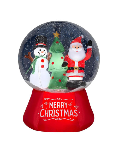Globo de Nieve Inflable Gemmy 182 cm Santa y Muñeco de Nieve