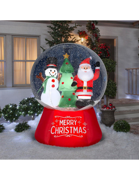 Globo de Nieve Inflable Gemmy 182 cm Santa y Muñeco de Nieve