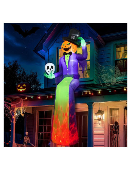 Inflable Halloween 10FT GUDELAK Hombre Calabaza con Luz LED