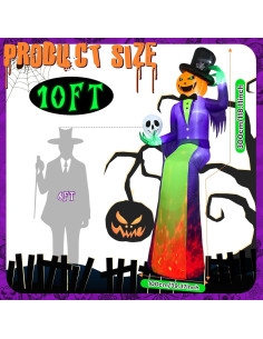 Inflable Halloween 10FT GUDELAK Hombre Calabaza con Luz LED 2