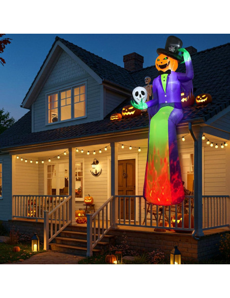 Inflable Halloween 10FT GUDELAK Hombre Calabaza con Luz LED