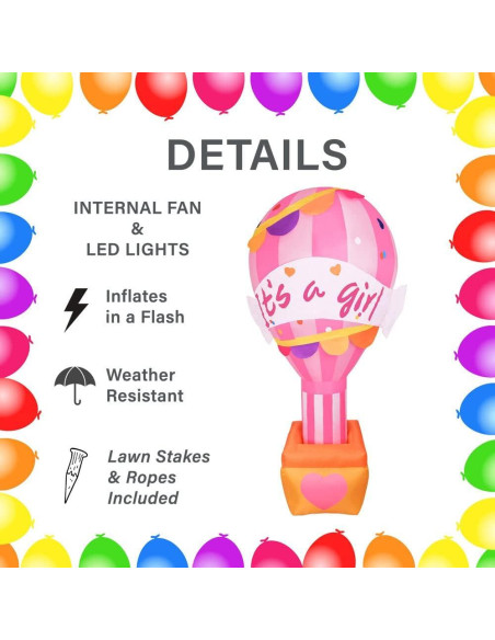 Globo Inflable 3m Fraser Hill Farm 'Es una Niña' con Luces