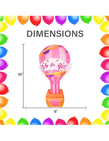 Globo Inflable 3m Fraser Hill Farm 'Es una Niña' con Luces