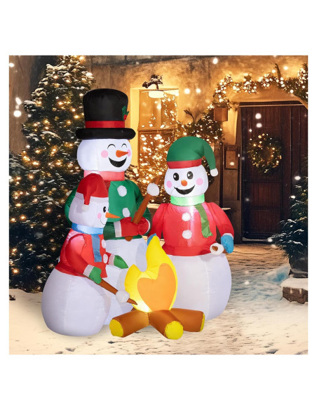 Muñeco de Nieve Inflable 1.36 kg Outsunny 5 pies con LED