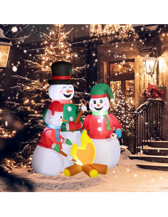 Muñeco de Nieve Inflable 1.36 kg Outsunny 5 pies con LED 2