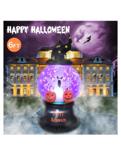 Inflable Halloween 1.83m VCUTEKA Calabaza y Fantasma LED