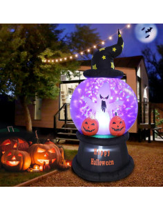 Inflable Halloween 1.83m VCUTEKA Calabaza y Fantasma LED 2