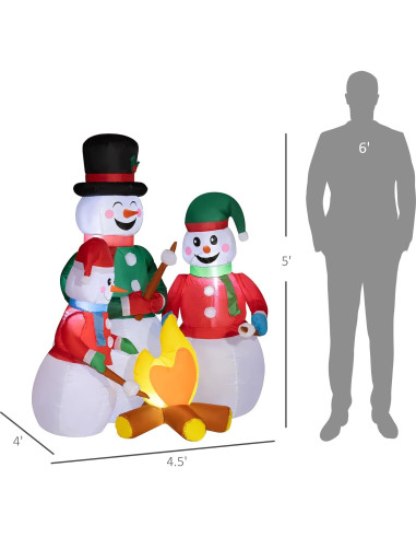 Muñeco de Nieve Inflable 1.36 kg Outsunny 5 pies con LED