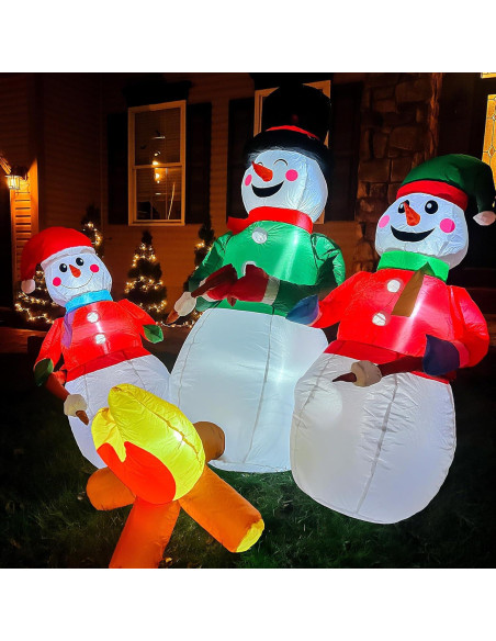 Muñeco de Nieve Inflable 1.36 kg Outsunny 5 pies con LED