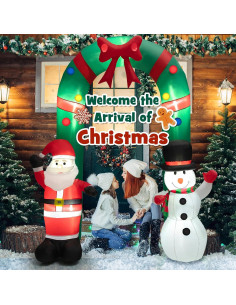 Arco Inflable de Navidad Tangkula 2.04 x 0.61 x 2.44 m con Santa y Muñeco de Nieve 2