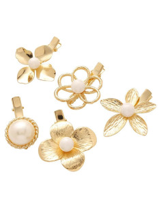 Pinzas de cabello Numblartd 5Pcs con perlas sintéticas doradas