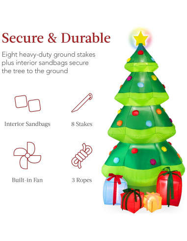 Árbol de Navidad Inflable 3.05m con Luces LED y Estrella