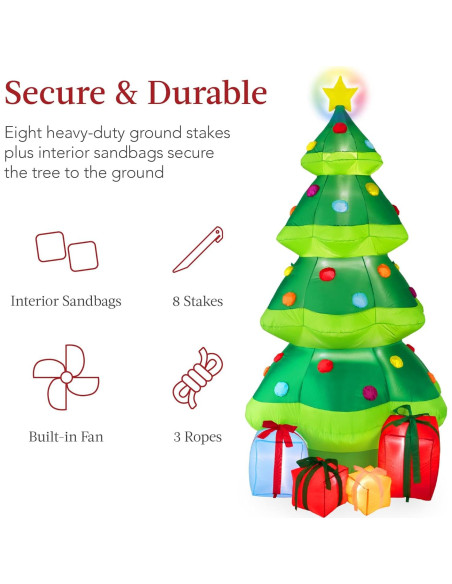 Árbol de Navidad Inflable 3.05m con Luces LED y Estrella