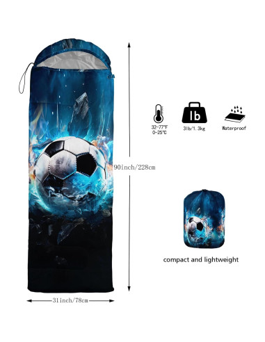 Saco de dormir UEVBF para niños, impermeable y compacto 228.6x81.3cm